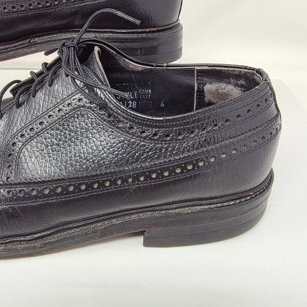 Hanover Wingtip Brogue Oxfords Mens 9 D 70128 Black Leather Dress Shoes USA Made